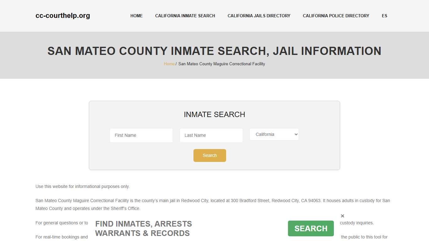 San Mateo County Inmate Lookup, Jail Roster